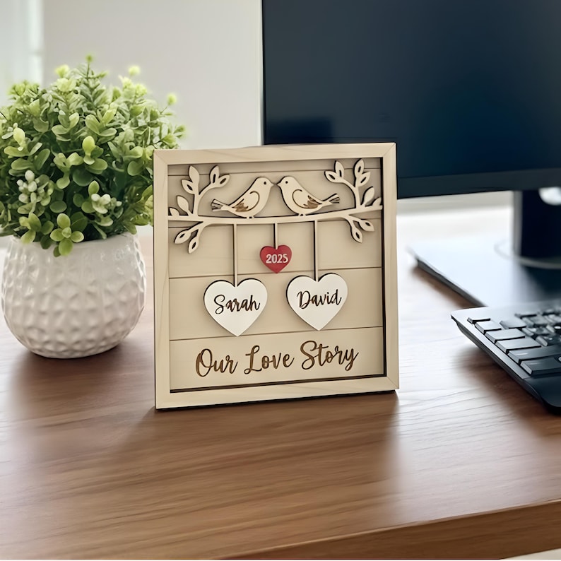 Personalized Wooden Sign, Couple Heart Decor, Valentine's Day Gift, Anniversary Gift, Gifts for Lover, Couple Decor, Couple Names Custom