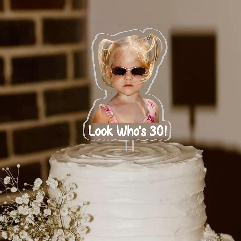 Personalized 30th Birthday Cake Topper, Custom Photo Cake Topper, 21st 30th 40th Birthday Party Decoration, 30th Birthday Gift