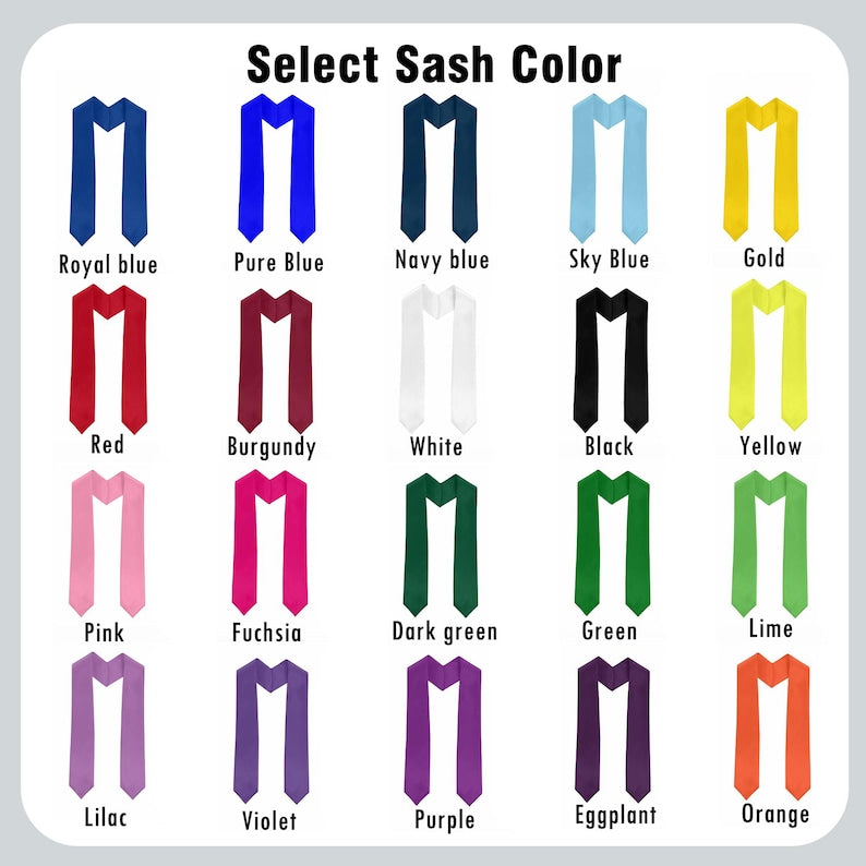 Custom Graduation Stole With Name&Logo, Personalized School Color Graduation Sash