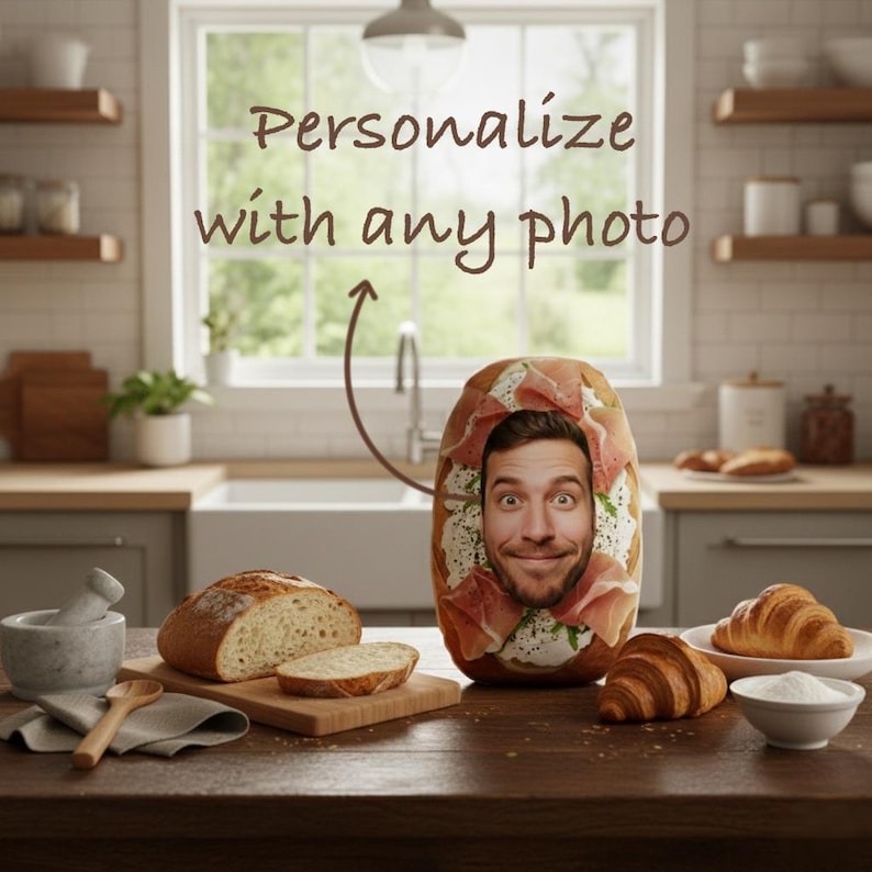 Funny Sourdough Pillow with Custom Face - Personalized Plush for Couples Funny Boyfriend Gift