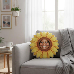 Personalized Sunflower Pillow Custom Face Cushion Sunflower Decor Throw Pillow Girlfriend Birthday Gift