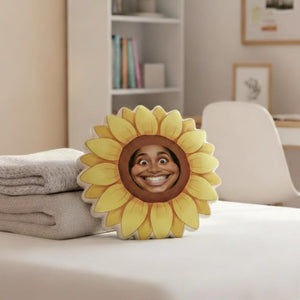 Personalized Sunflower Pillow Custom Face Cushion Sunflower Decor Throw Pillow Girlfriend Birthday Gift