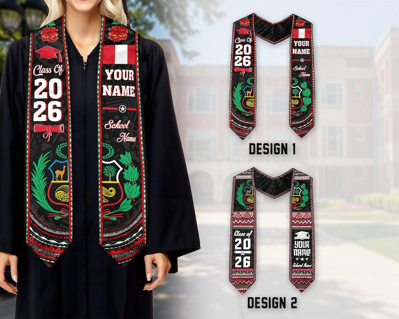 Personalized Peruvians American Flag Graduation Sash 2026, Peru Graduation Stole Custom, Peruvians Graduation Sash 2026, Graduation Gifts