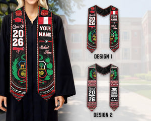 Personalized Peruvians American Flag Graduation Sash 2026, Peru Graduation Stole Custom, Peruvians Graduation Sash 2026, Graduation Gifts