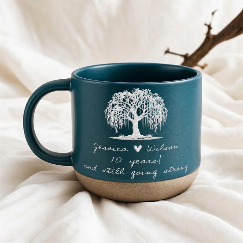 Personalized Anniversary Pottery Mug, Happily Annoying Each Other Since Mug, Wedding Anniversary Gift for Husband Wife