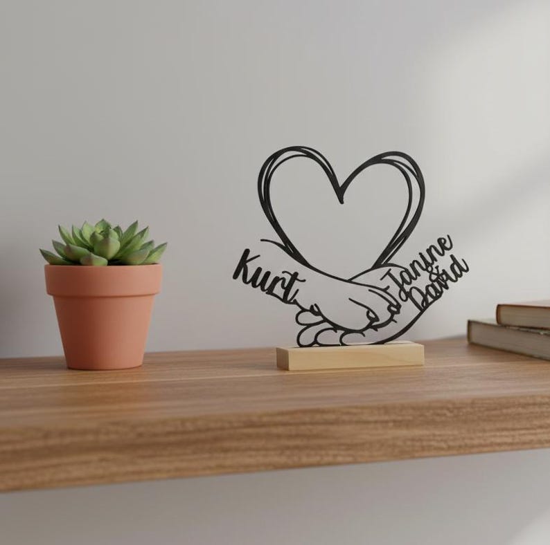 Personalized gift for dog lovers: 3D printed dog paw and hand stand. A unique gift with a name, a pet memorial.