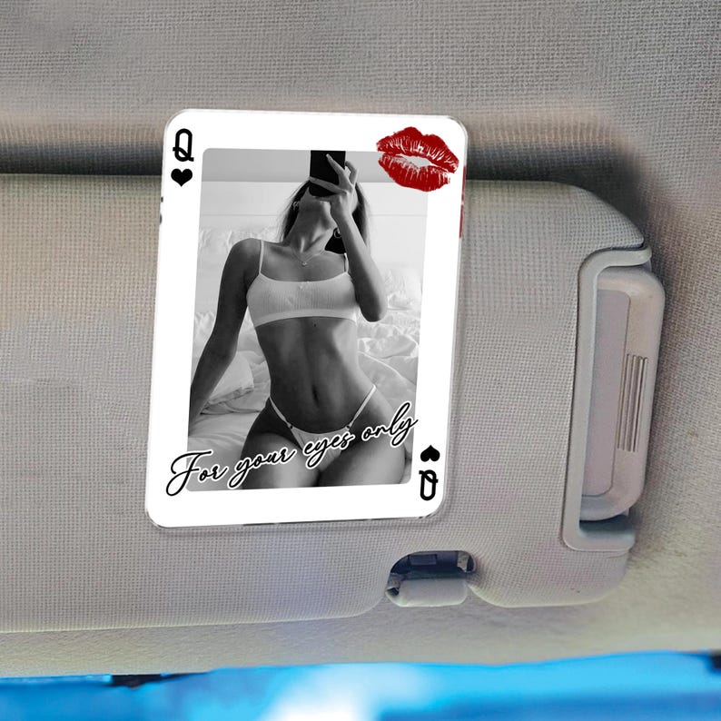 Boudoir Photo Car Visor Clip, Custom Playing Card Valentines Gifts For Him, Drive Safe Boyfriend, Personalized Spicy Photo Gift for Husband