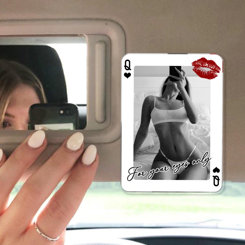 Boudoir Photo Car Visor Clip, Custom Playing Card Valentines Gifts For Him, Drive Safe Boyfriend, Personalized Spicy Photo Gift for Husband