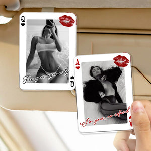 Boudoir Photo Car Visor Clip, Custom Playing Card Valentines Gifts For Him, Drive Safe Boyfriend, Personalized Spicy Photo Gift for Husband