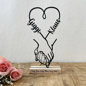 Personalized Wedding & Anniversary Gift | Line Art Decor | 3D Printed Hands Standee | Unique Couple Gift with Names
