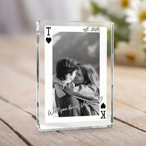 Personalized Playing Card Acrylic Block Plaque: Custom Couple Photo Gift for Couples & Family
