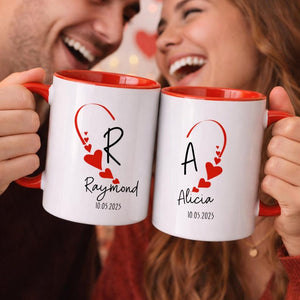 Couples Mug - Heart Design | Custom Lovers & Valentine Gift | Love Coffee cup