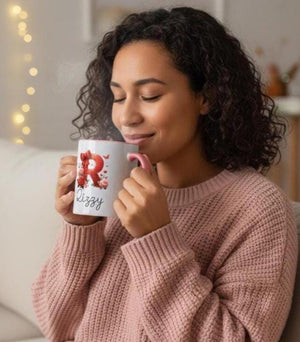 Personalized Valentine Mug Gift - Floral Initial Monogram | Custom Name Coffee Cup