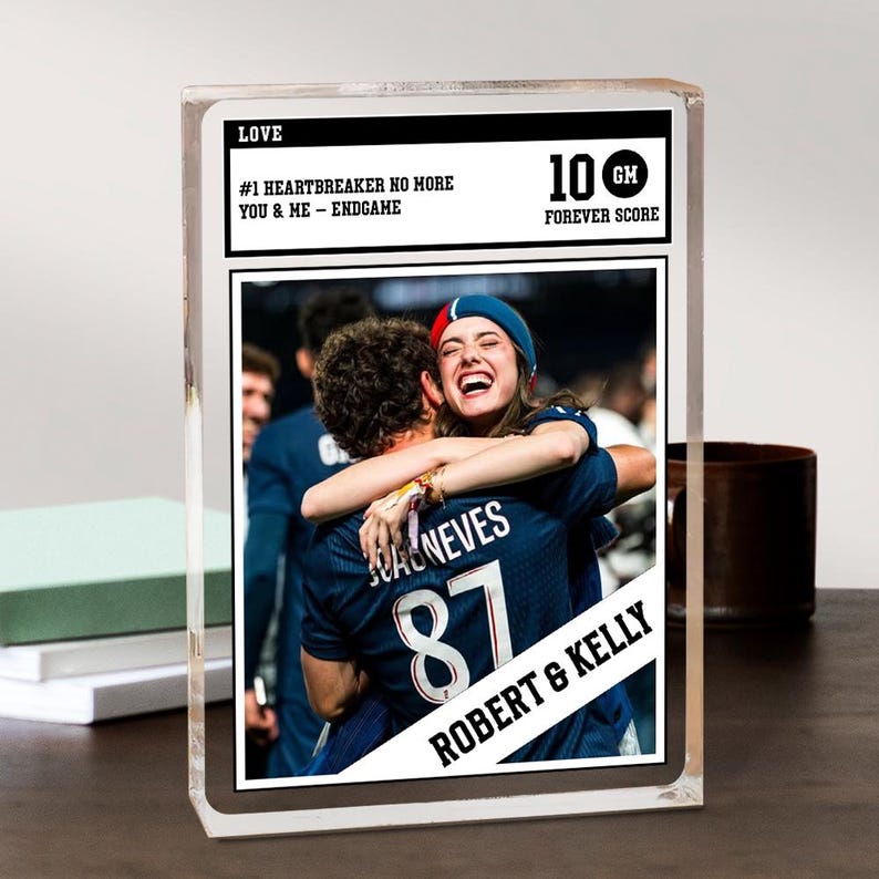 Personalized Trading Card Desk Name Plate For Couple, Custom Couple Photo Acrylic Block Plaque, Couple Sports, Gift for Baseball Lover