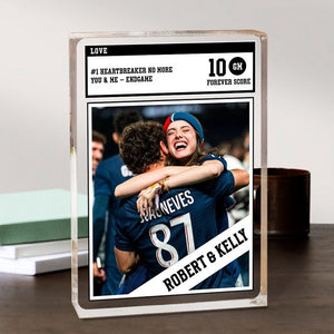 Personalized Trading Card Desk Name Plate For Couple, Custom Couple Photo Acrylic Block Plaque, Couple Sports, Gift for Baseball Lover
