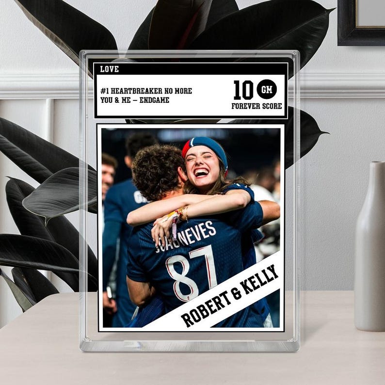 Personalized Trading Card Desk Name Plate For Couple, Custom Couple Photo Acrylic Block Plaque, Couple Sports, Gift for Baseball Lover