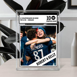 Personalized Trading Card Desk Name Plate For Couple, Custom Couple Photo Acrylic Block Plaque, Couple Sports, Gift for Baseball Lover