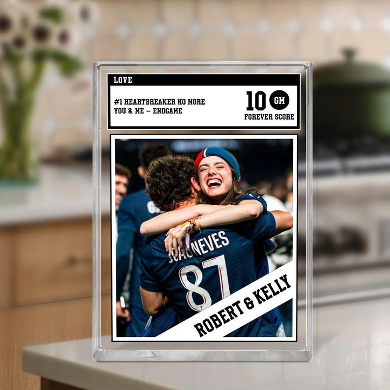 Personalized Trading Card Desk Name Plate For Couple, Custom Couple Photo Acrylic Block Plaque, Couple Sports, Gift for Baseball Lover