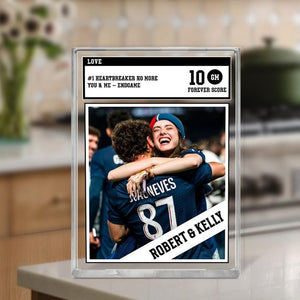 Personalized Trading Card Desk Name Plate For Couple, Custom Couple Photo Acrylic Block Plaque, Couple Sports, Gift for Baseball Lover