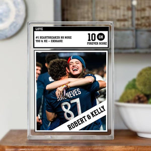 Personalized Trading Card Desk Name Plate For Couple, Custom Couple Photo Acrylic Block Plaque, Couple Sports, Gift for Baseball Lover