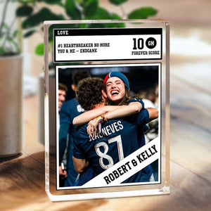 Personalized Trading Card Desk Name Plate For Couple, Custom Couple Photo Acrylic Block Plaque, Couple Sports, Gift for Baseball Lover