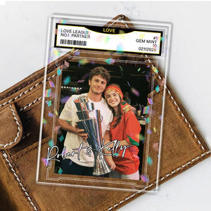 Custom Couple Photo Acrylic Block, Personalized Trading Card Desk Name Plate For Couple, Baseball Lover Gift, Valentines Day Gift For Him