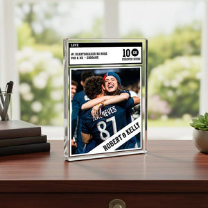 Personalized Trading Card Desk Name Plate For Couple, Custom Couple Photo Acrylic Block Plaque, Couple Sports, Gift for Baseball Lover