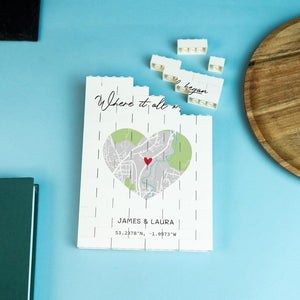 Where We Met Brick Custom Map Print. Personalised First Date Anniversary Valentine's Keepsake.