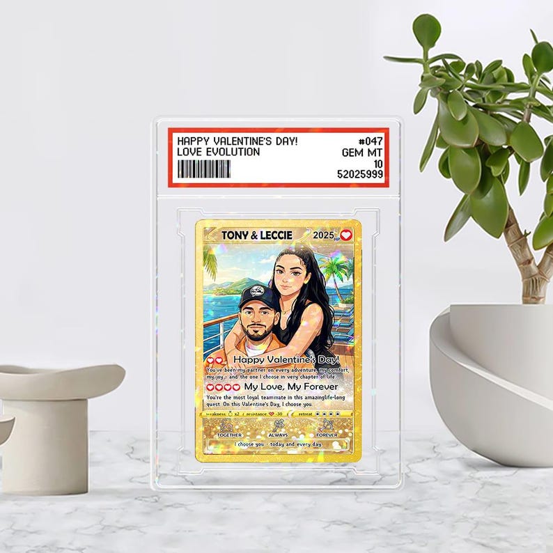Personalized PKM Valentine s Day Card, Custom Anime Photo Card, Valentine Gift, Game Couple Card Acrylic Blocks, Gift for Game Couples