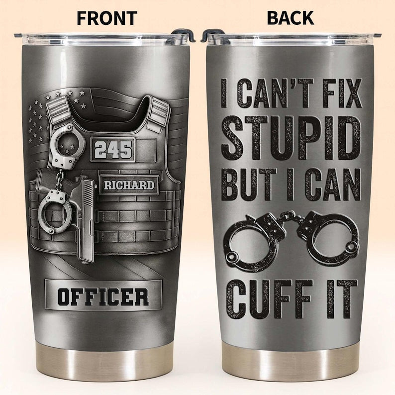 Thin Blue Line Personalized Police Tumbler, Police Travel Cup, 20 oz Tumbler For Him, Gifts For Police Officer Gifts for Police Travel Mug