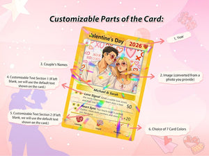 Custom Couple Poke Valentines Card, Personalized Photo Portrait Card, Valentine s Gift for Couples, Anniversary Keepsake, Gift for Him