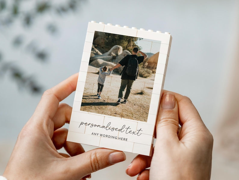 Personalised Anniversary Photo Gift, Couple Adventure Keepsake, Custom Text Photo Memory Block, Valentines Day Gift For Couple, Wedding Gift