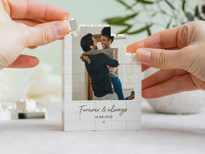 Personalised Anniversary Photo Gift, Romantic Keepsake, Custom Building Block Keepsake, Valentines Day Gift For Couple, Wedding Anniversary
