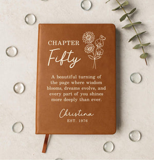 50th Birthday Journal Personalized, Birth Flower Birthday Gift Notebook, 1976 Birth Year, Fifty Birthday Gift for Women