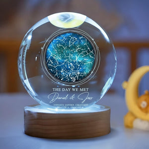 Our Moon Special Day Crystal Ball: Custom Moon Phase Night Light, Romantic Keepsake