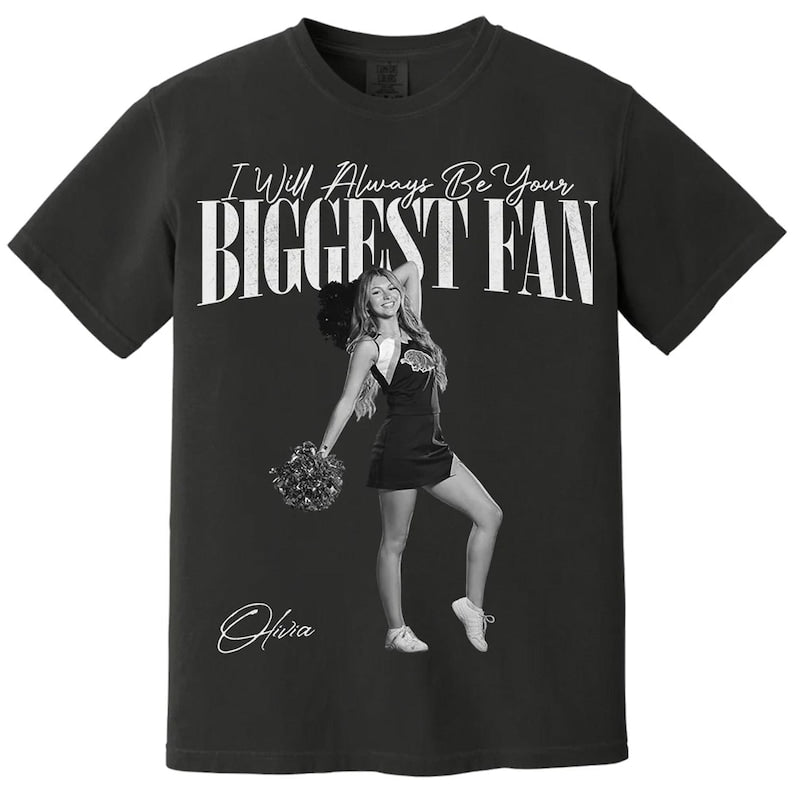 Your Photo Custom Shirt, I'll Always Be Your Biggest Fan, Washed Tee Retro Bootleg Shirt For Football Lover, Your Own Picture Idea