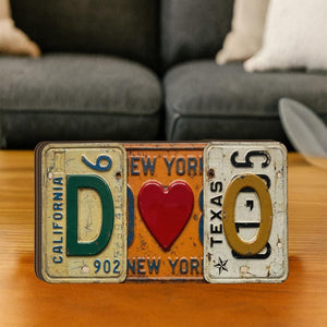 Personalized Couple Wooden Block, License Plate Letters, Initials Heart, Shelf Desk Valentine Decor