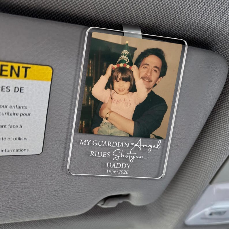 Personalized Memorial Photo Car Visor Clip: Loss Of Mom Dad Gift, Memorial Keepsake Gift, Sympathy Gift, Loss Of A Loved One Gift