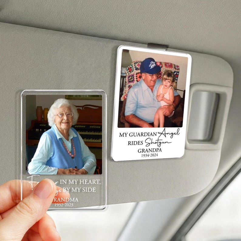 Personalized Memorial Photo Car Visor Clip: Loss Of Mom Dad Gift, Memorial Keepsake Gift, Sympathy Gift, Loss Of A Loved One Gift