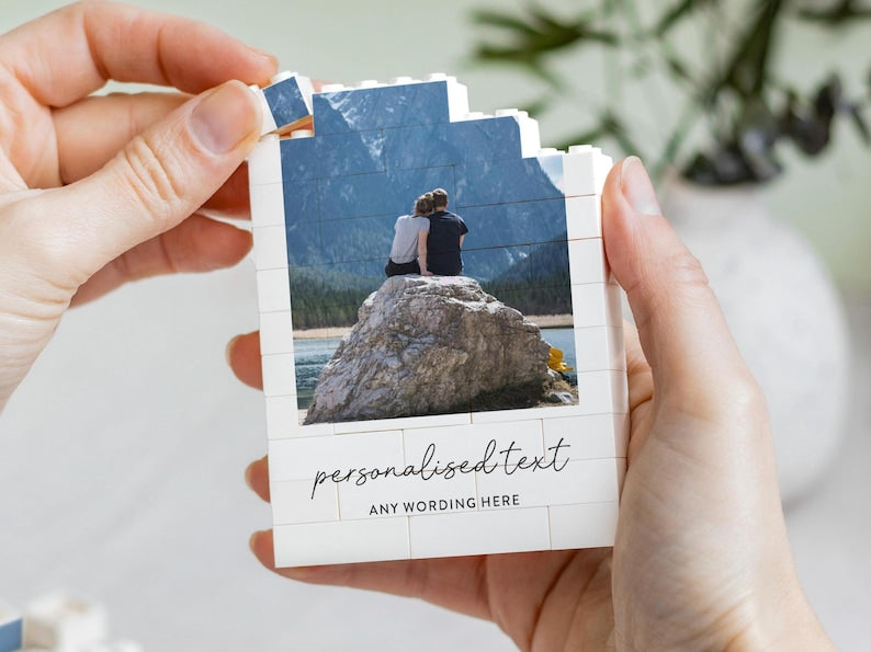 Personalised Anniversary Photo Gift, Couple Adventure Keepsake, Custom Text Photo Memory Block, Valentines Day Gift For Couple, Wedding Gift