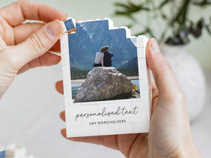Personalised Anniversary Photo Gift, Couple Adventure Keepsake, Custom Text Photo Memory Block, Valentines Day Gift For Couple, Wedding Gift