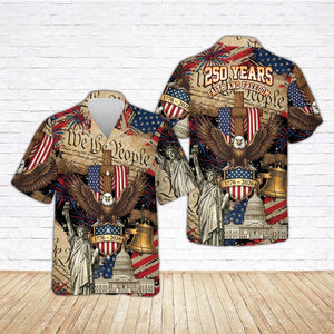 USA 250th Anniversary Hawaiian Shirt, USA 250th Button Shirt, Patriotic Eagle, Statue Of Liberty, 250 Years Of Freedom and Faith Gift