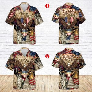USA 250th Anniversary Hawaiian Shirt, USA 250th Button Shirt, Patriotic Eagle, Statue Of Liberty, 250 Years Of Freedom and Faith Gift