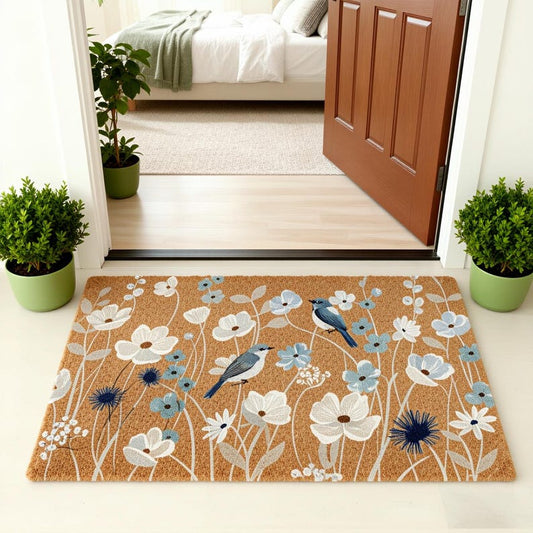 Floral Door Mat, Wildflower Pattern Doormat, Birds Welcome Mat, Entry Mat, Birds Front Door Decor, Flower Doormat, Porch Decor, New Home Decor