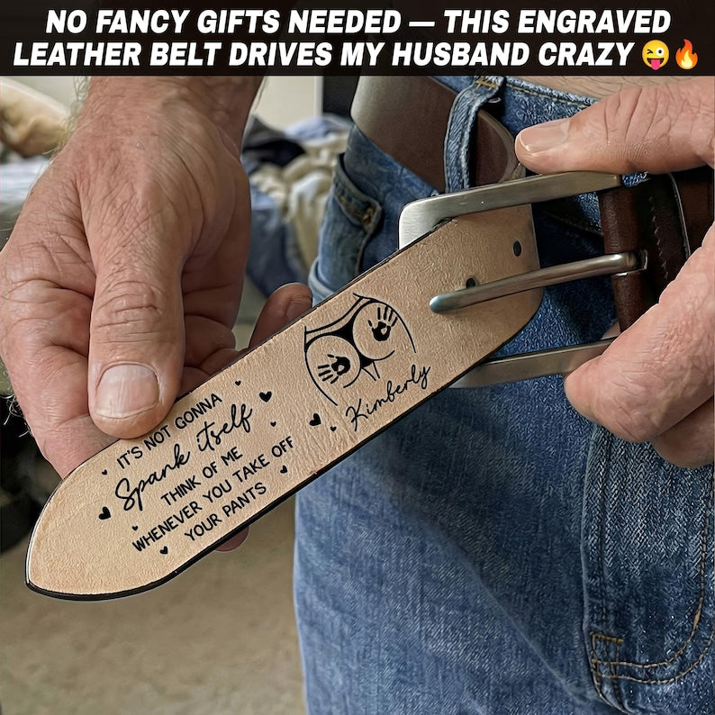 Custom Leather Belt For Him, Funny Gift For Men, Gift For Husband Boyfriend, Valentine's Day Gift, Anniversary Gift, Custom Engraved Belt