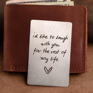 Valentine's Day gift for boyfriend, Personalized wallet photo card, metal wallet insert custom made, Engraved wallet card with picture