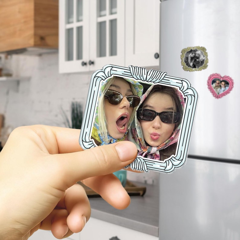 Vintage Photo Frame Magnet, Custom Picture Frames Fridge Magnet Gift for Couple, Bestie, Mom, Grandma,Personalized Birthday Gifts for Friend