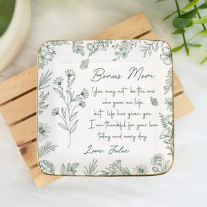 Personalized Ring Dish For Bonus Mom, Custom Wedding Gift To Step Mom From Daughter, Gift for Mom, Present for Mother's Day