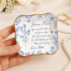 Personalized Ring Dish For Bonus Mom, Custom Wedding Gift To Step Mom From Daughter, Gift for Mom, Present for Mother's Day