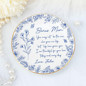 Personalized Ring Dish For Bonus Mom, Custom Wedding Gift To Step Mom From Daughter, Gift for Mom, Present for Mother's Day